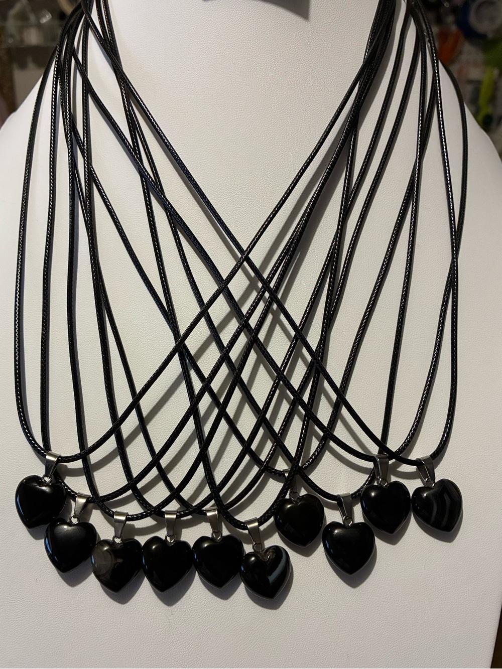 Natural Obsidian Pendants Heart Chakra Healing Crystal Stone Beads Necklace
